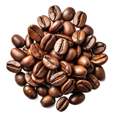 Fototapeta premium Heap of roasted coffee beans isolated on transparent background