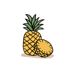 Pineapple Doodle Art: Tropical Illustration of a Exotic Fruit
