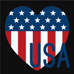 Vector illustration of patriotic heart celebrating 4th of July.