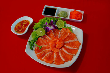 Fresh salmon fillet.