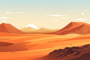 desert dunes flat design side view arid landscape theme water color Tetradic color scheme