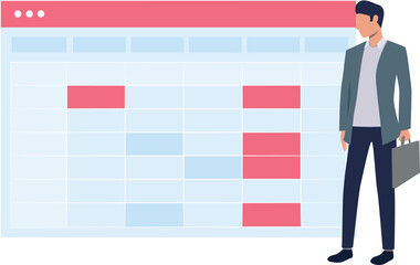 Obraz premium Boy looking at calendar reminder.