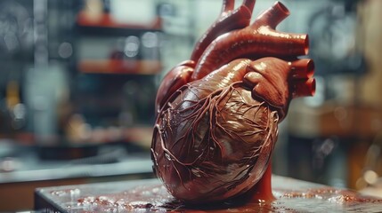 Detailed view of a heart model in a scientific context