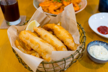 Traditional english dish fish and chips
