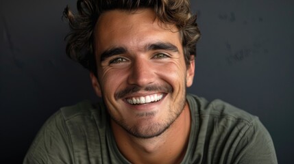 Fototapeta premium Portrait of a Caucasian man with a pleasant smile
