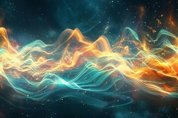 Energetic waves depicted in a digital audio visualization