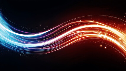 Cosmic Waves of Blue and Orange Lights: Concept of Technology and Moving Energy Waves.