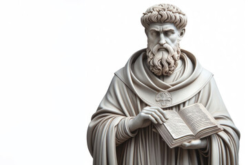 Obraz premium Statue Augustine of Hippo, Saint Augustine, philosopher and theologian Isolated on white background