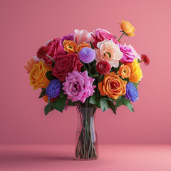 Obraz premium 3d rendered photos of different kind of flowers made with generative AI