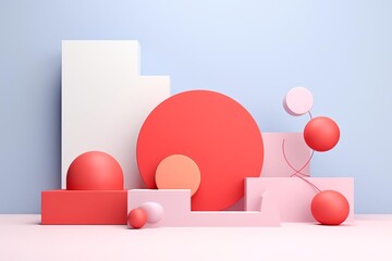 geometric shapes flat design side view minimalist theme 3D render Monochromatic Color Scheme