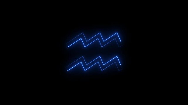 Neon zodiac sign aquarius prediction sign symbol icon animation