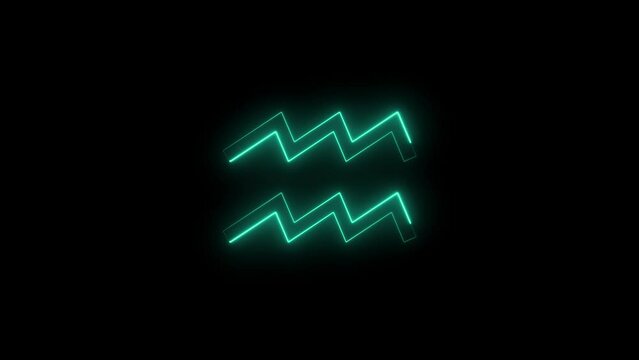 Neon zodiac sign aquarius prediction sign symbol icon animation