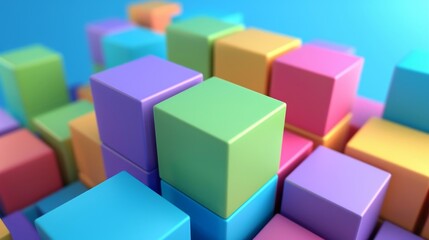 Illustration with perspective effect of 3D color cubes in modern format