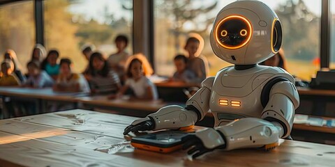 Robot interacting with children in an educational setting