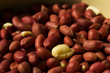 Macro photography of peanut background. Natural food concept.