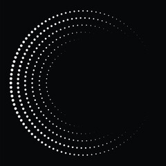 Halftone dots in circle form, Round border using halftone circle dots, Circle dots isolated on the black background