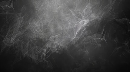 The background is a monochrome abstract with gray transparent smoke.