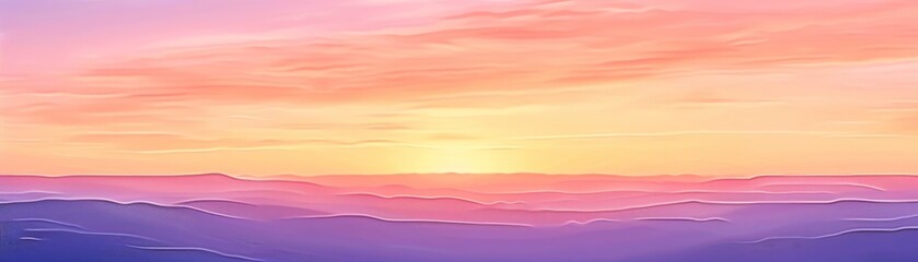 Oil painting of a beautiful sunset over a mountain range.