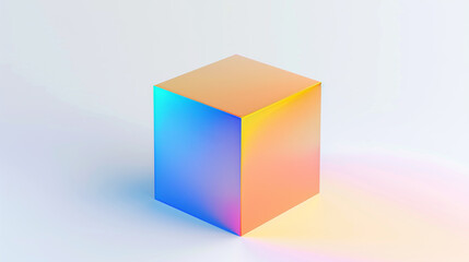 Blue and Orange Gradient Cube: A Perfect Backdrop for Technological and Business Presentations with Seamless Digital Output