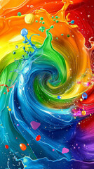 Obraz premium Rainbow of colors. splash liquid, Red, orange, yellow, green, blue, indigo, and violet.
