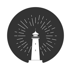 Light of lighthouse icon. Lighthouse sign  in the circle isolated on white background. Vector illustration