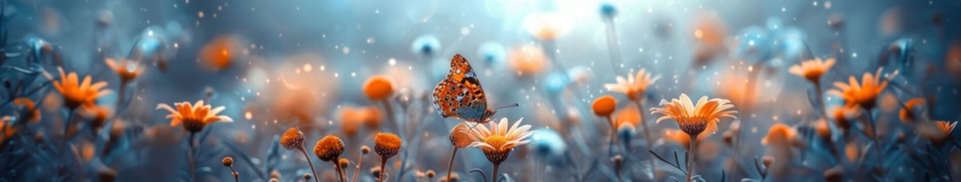 Beautiful Blooming Spring Flowers and Butterflies in Vibrant Garden. Floral Nature Backgrounds for Seasonal, Botanical, or Eco-Friendly Designs，
Background flower butterfly, spring, garden, floral bea
