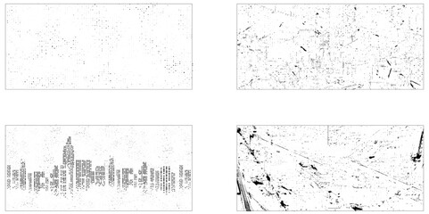 Vector paint grunge texture set. Collection of 4 grunge texture. 