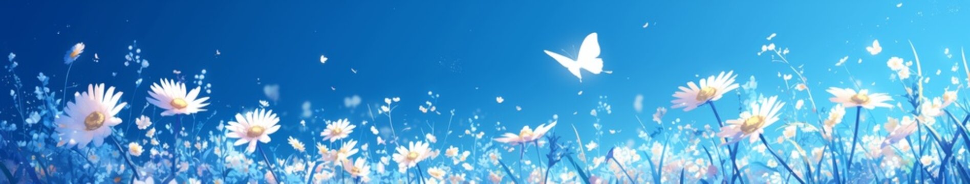 Beautiful Blooming Spring Flowers and Butterflies in Vibrant Garden. Floral Nature Backgrounds for Seasonal, Botanical, or Eco-Friendly Designs，
Background flower butterfly, spring, garden, floral bea