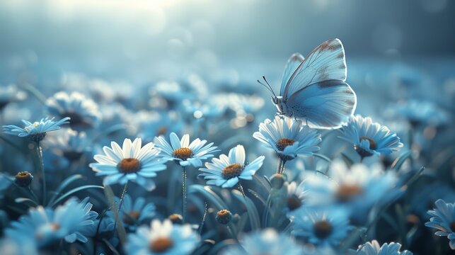 Beautiful Blooming Spring Flowers and Butterflies in Vibrant Garden. Floral Nature Backgrounds for Seasonal, Botanical, or Eco-Friendly Designs，
Background flower butterfly, spring, garden, floral bea