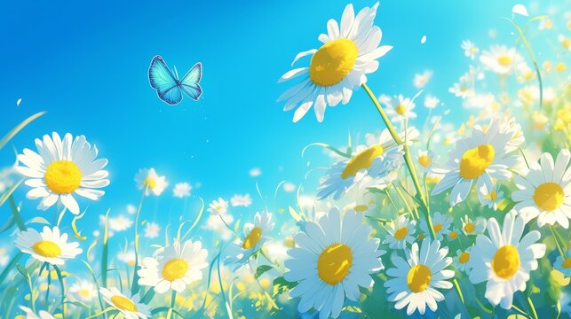 Beautiful Blooming Spring Flowers and Butterflies in Vibrant Garden. Floral Nature Backgrounds for Seasonal, Botanical, or Eco-Friendly Designs，
Background flower butterfly, spring, garden, floral bea