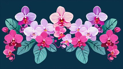 orchids display flat design top view exotic theme animation Triadic Color Scheme