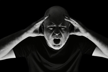 portraits face expression body movements modern man in black and white photo fine art silhouette...