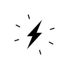 Lightning bolt icon. Simple solid style. Electricity, flash, thunder, spark, shock, light, power, thunderbolt, energy concept. Silhouette, glyph symbol. Vector illustration isolated.