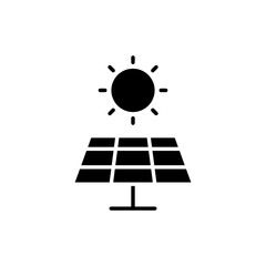 Solar panel icon. Simple solid style. Photovoltaic, sun, installation, roof, generator, heat, sunlight, renewable energy concept. Silhouette, glyph symbol. Vector illustration isolated.