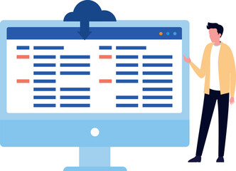 Boy showing monitor programming.