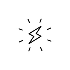 Lightning bolt icon. Simple outline style. Electricity, flash, thunder, spark, shock, light, power, thunderbolt, energy concept. Thin line symbol. Vector illustration isolated.