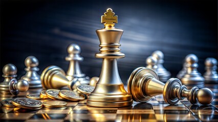 "Financial Checkmate": A dramatic image of a king chess piece cornered by opponent pieces, representing financial challenges and the need for smart decision-making.
