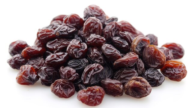 Raisins on a white background
