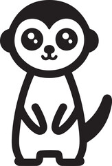 Meerkat silhouette vector outline icon illustration on white background.