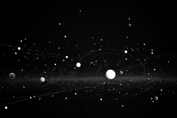 quantum universe flat design side view particle physics theme animation black and white