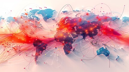 A detailed world map featuring vibrant colors, displayed on a clean white background