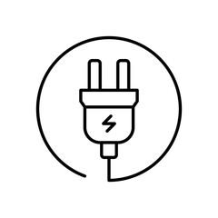 Electric plug icon. Simple outline style. Electrical socket, power, connect, cord, electro, electrician, cable, wire, energy concept. Thin line symbol. Vector illustration isolated.