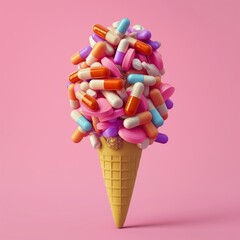 soft serve ice cream on colorful background product image