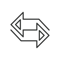 Right left arrows, in line design. Right, left, arrows, directional, navigation, pointer, movement on white background vector. Right left arrows editable stroke icon.