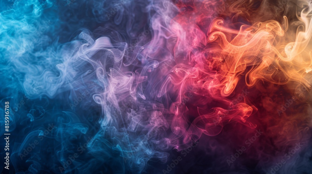 Aufkleber abstract background of colorful smoke clouds, showcasing the visual allure of smoking in artistic fo
