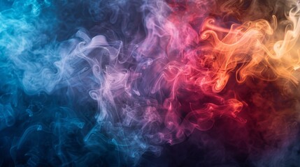 Abstract background of colorful smoke clouds, showcasing the visual allure of smoking in artistic form.