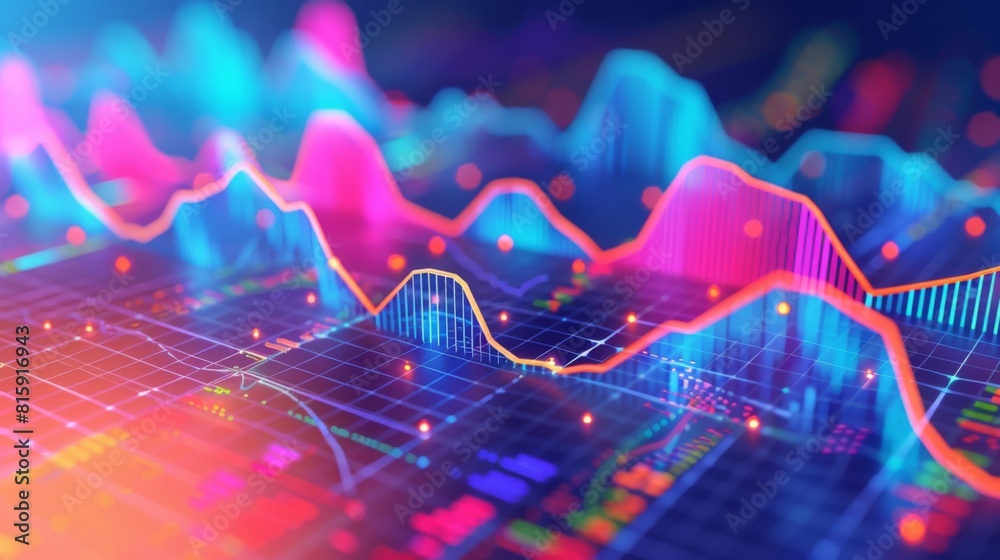 Poster abstract background of dynamic graphs and charts, representing the dynamic nature of data analysis a