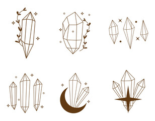 Aesthetic Line Art Crystal Decorations set