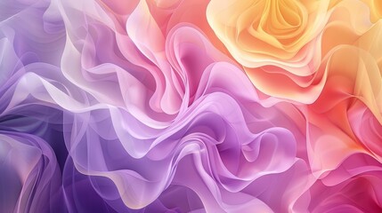 Obraz premium abstract floral background with flowing wavy rose petals in muted mauve pink purple and yellow feminine fantasy backdrop digital art
