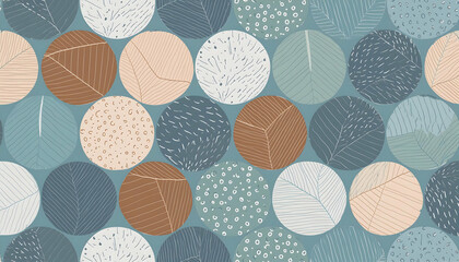 Abstract seamless round shapes in winter colors on digital art concpet.
